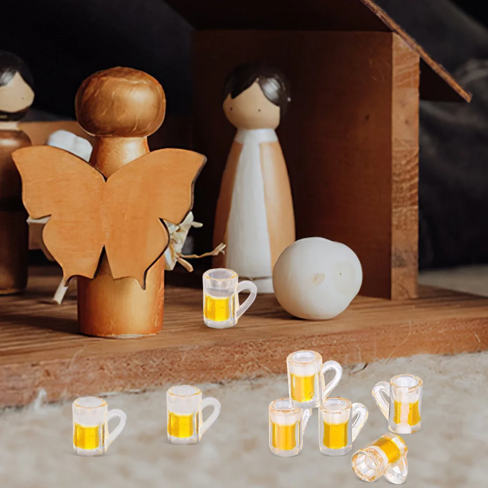 

24pcs Mini Beer Mugs Resin Tiny Glass Accessories For Miniature Decorations Micro Landscape Diy Craft Party Scene