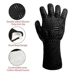 Barbecue Anti-scald Gloves Heat Glove Resistant BBQ Oven Mitts Kitchen Fireproof Gloves Anti-slip Mitts For Baking Cooking