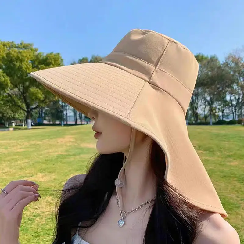 

Summer Hat Outdoor Shawl Man/women Neck Protection Integrated UV Protection Face Covering Fisherman Hat Sunscreen Ponytail Cap