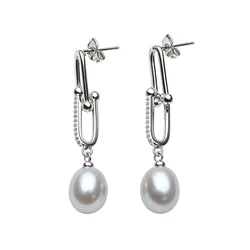 Freshwater Grey Pearl Drop Earrings For Women,Cute 925 Sterling Silver Pearl Earrings Wife Daughter Gift White