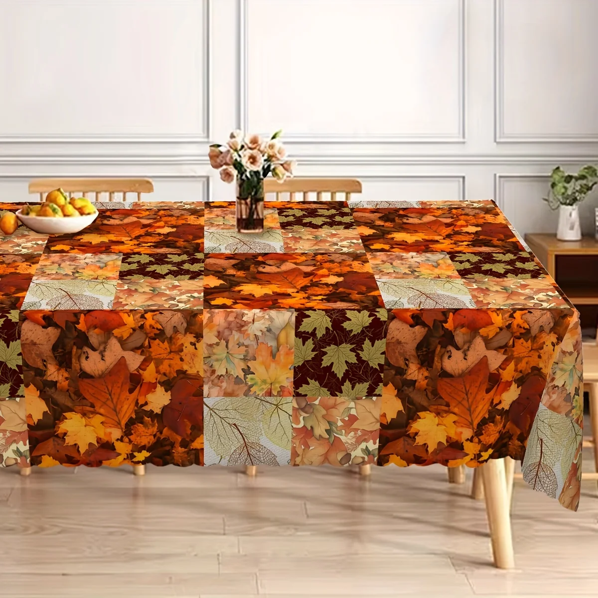 One rectangular circular tablecloth, maple leaf tablecloth, autumn theme, Thanksgiving themezyc