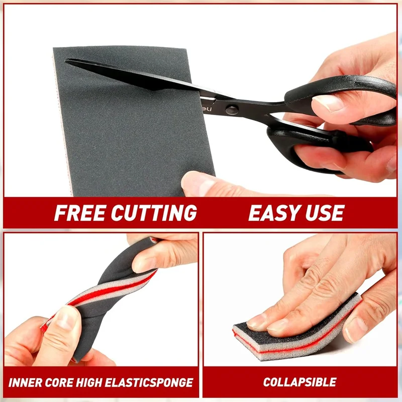 

ABGE-Wood Professional Sanding Pads, 24-Piece Sanding Sponges Set Including 180-3000 Grit Wet Dry Sandpaper, Flexible Wooden Spo