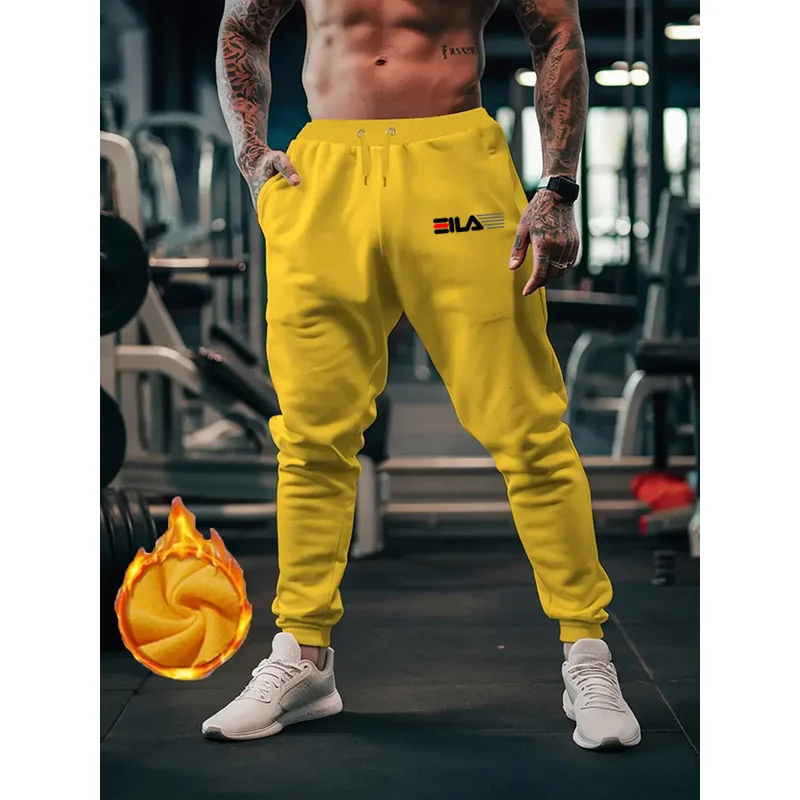 

2025 Fashion Men's Pure Color Gym Joggers Skinny Sweatpants Casual Fitness Workout Long Trousers Tracksuit