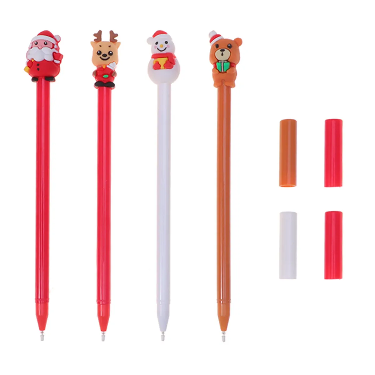 4Pcs Xmas Lovely Gel Pens Cartoon Christmas Elements Design Smooth Writing Drawing Performance Gift School Office
