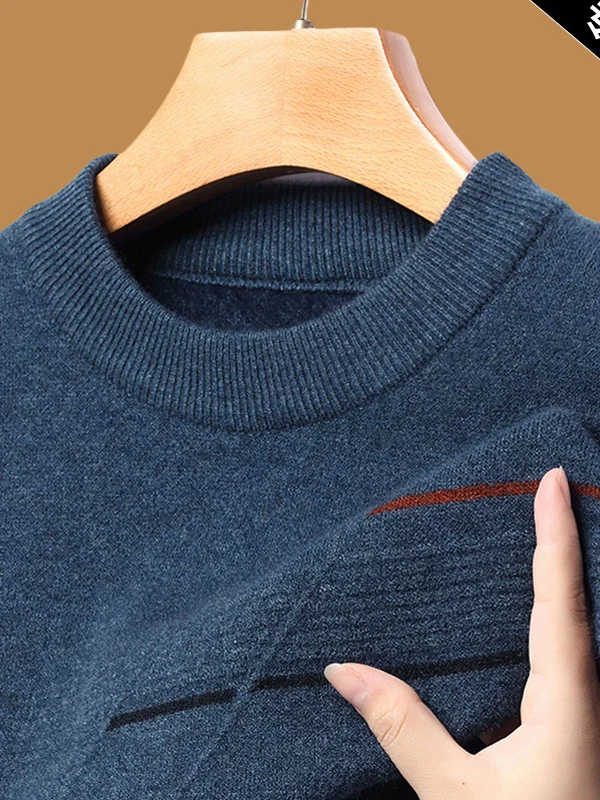 

Мужской вязаный свитер Thiened Fce Mid-Ne High-Ne Busin, повседневный, теплый, зимний, из мягкой шерсти, Long Sve