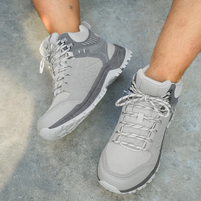 

High-Top Men Hiking Boot Winter Outdoor Shoes Lace-Up Non-slip Sports Casual Trekking Boots Man Suede Warm Shoes