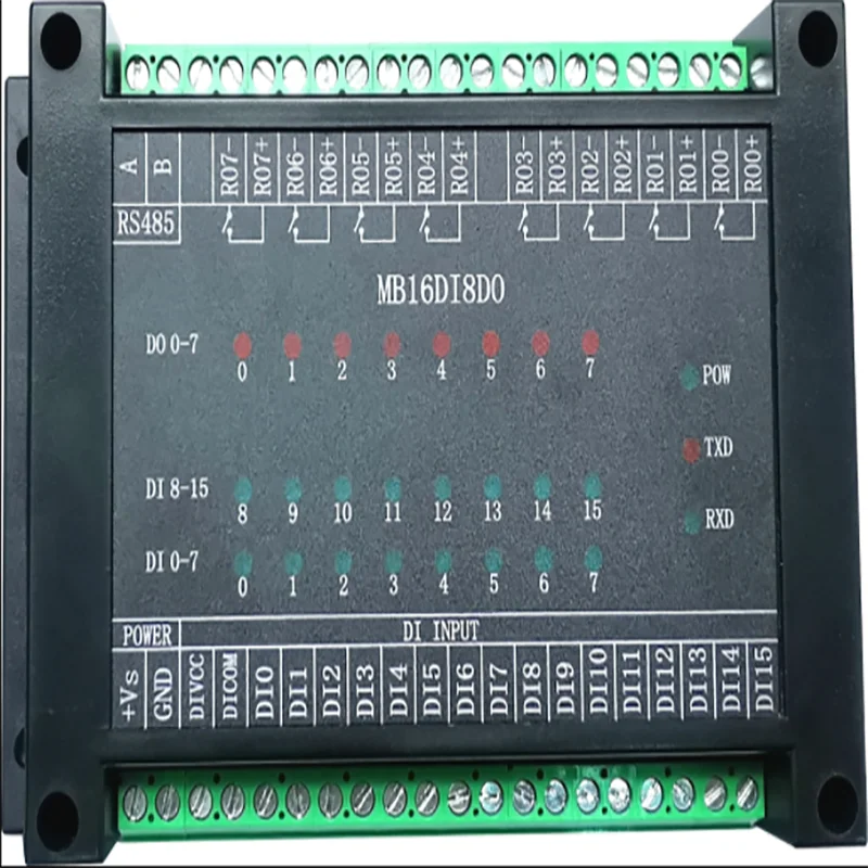 

MB16DI8DO digital input and output 16-way open-in 8-way relay output module RS485 dry contact input