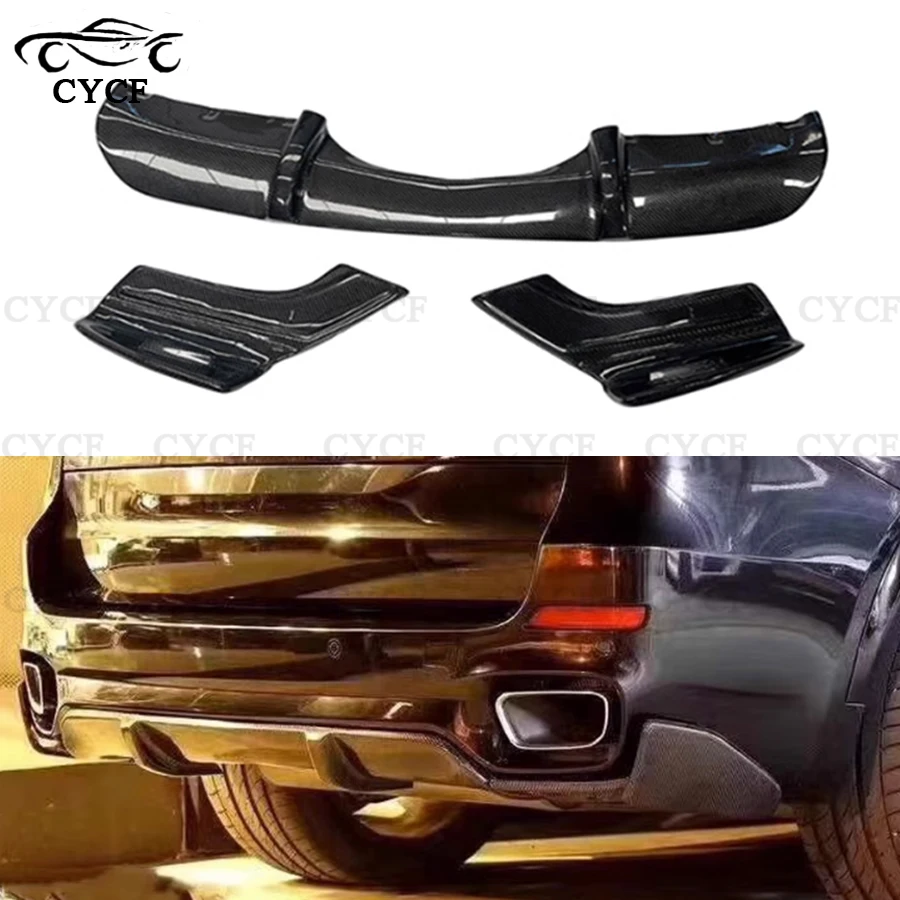 

For BMW X5 Series F15 M Sports 2014-2018 High quality Carbon Fiber Rear Lip Diffuser Competitive Back Bumper Hugger Spoiler