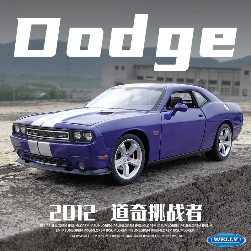 

WELLY 1:24 2012 DODGE Challenger SRT Sport Car Diecast High Simulator Metal Model Car Alloy Toys For Children Gift B195