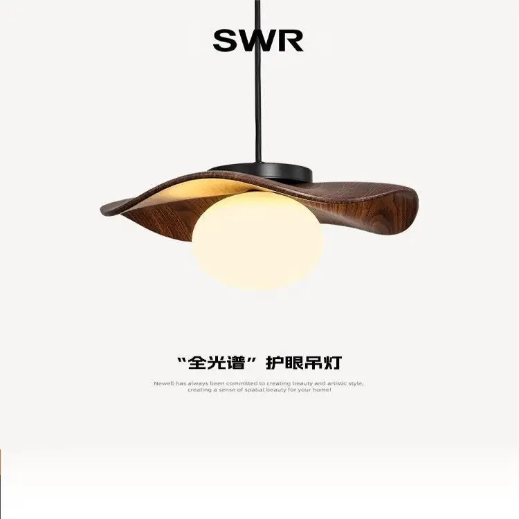 

Mid ancient style bedroom bedside pendant light Wabi Sabi style walnut hallway light eye protection hanging line light