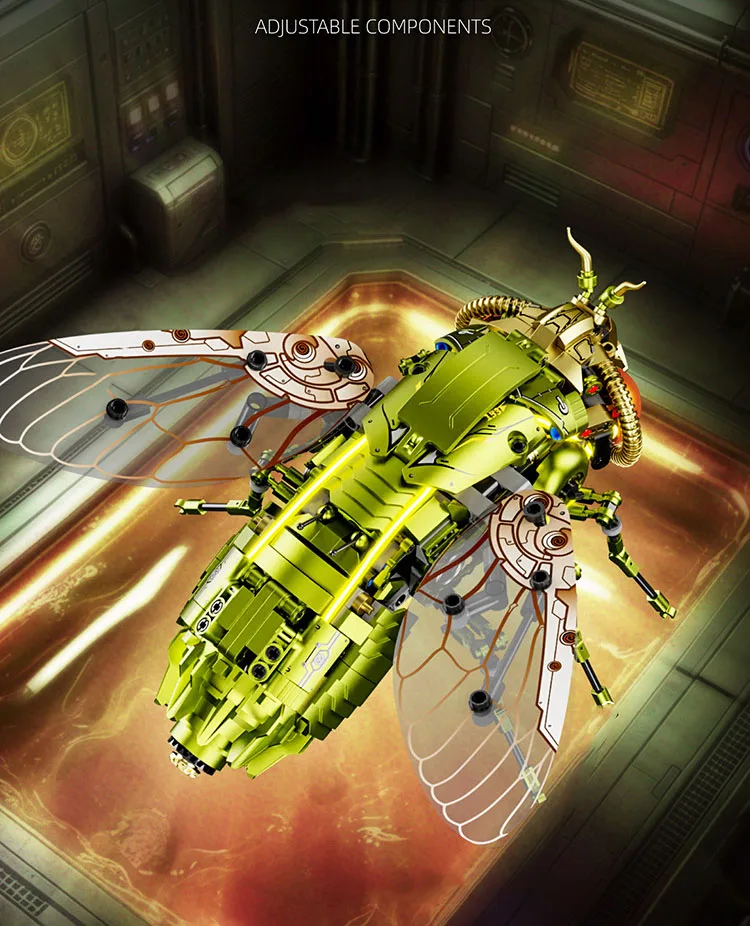 Idee Insekten-Kampf-Mecha-Baustein-Set, Mechanischer Fliegenroboter, Mech-Modell-Sets, Bausteine, Konstruktionsspielzeug mit Licht, als Geschenk – Detail 3