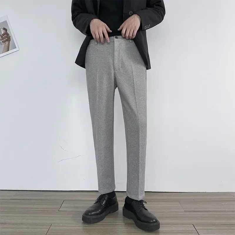

Gray Baggy Trousers for Men Straight Elegant Stylish Man Suits Pants Formal Chinese Homme Designer Clothes Korean Reviews Many