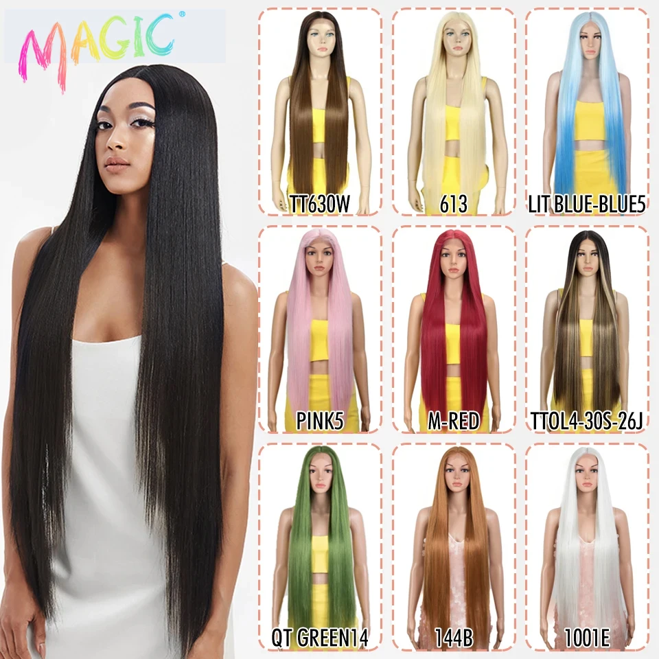 Magic Synthetic Lace Front Wigs For Women Lace Front Wig Straight Hair Lace Wigs 38 Inch Ombre Blonde Lace Wig Cosplay Wigs