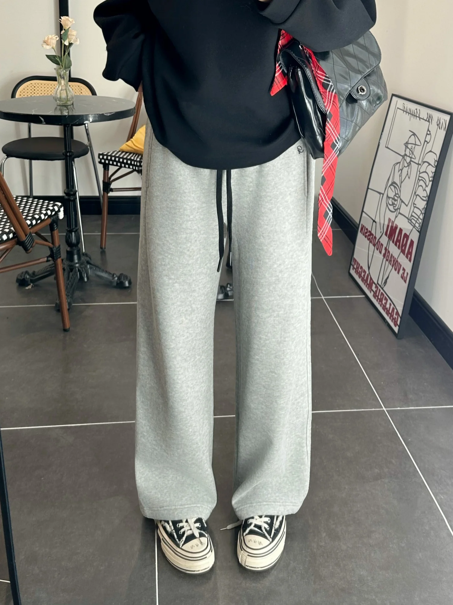 

Женские зимние повседневные брюки больших размеров свободного кроя на флисовой подкладке с широкими штанинами, с высокой талией, из смесового хлопка, удобные, универсальные