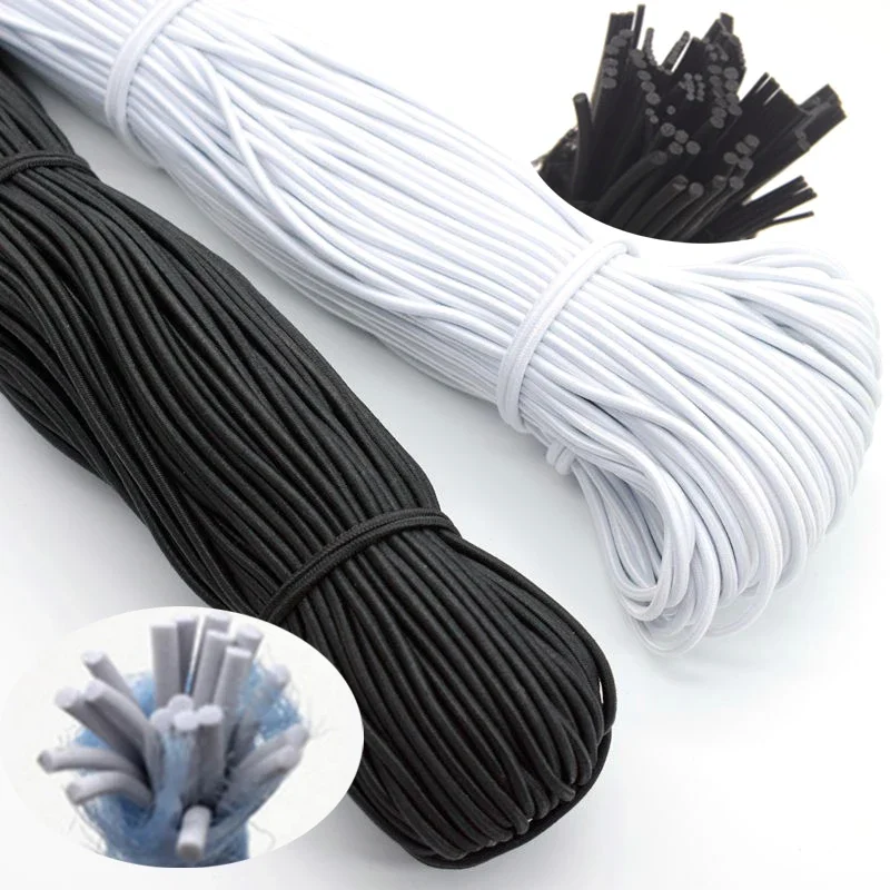 New 1/2/3/4/5mm High-Quality Round Elastic Band Cord Elastic Rubber white black Stretch rubber For Sewing Garment DIY Accessorie