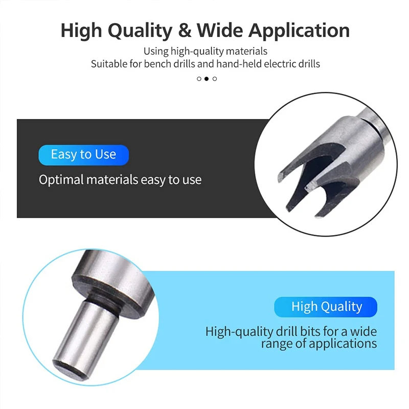 Wood Plug Cutter Drill Bit Set Straight Tapered Cutting Tool Cork Knife HSS Claw Type Woodworking 6mm 10mm 13mm 16mm