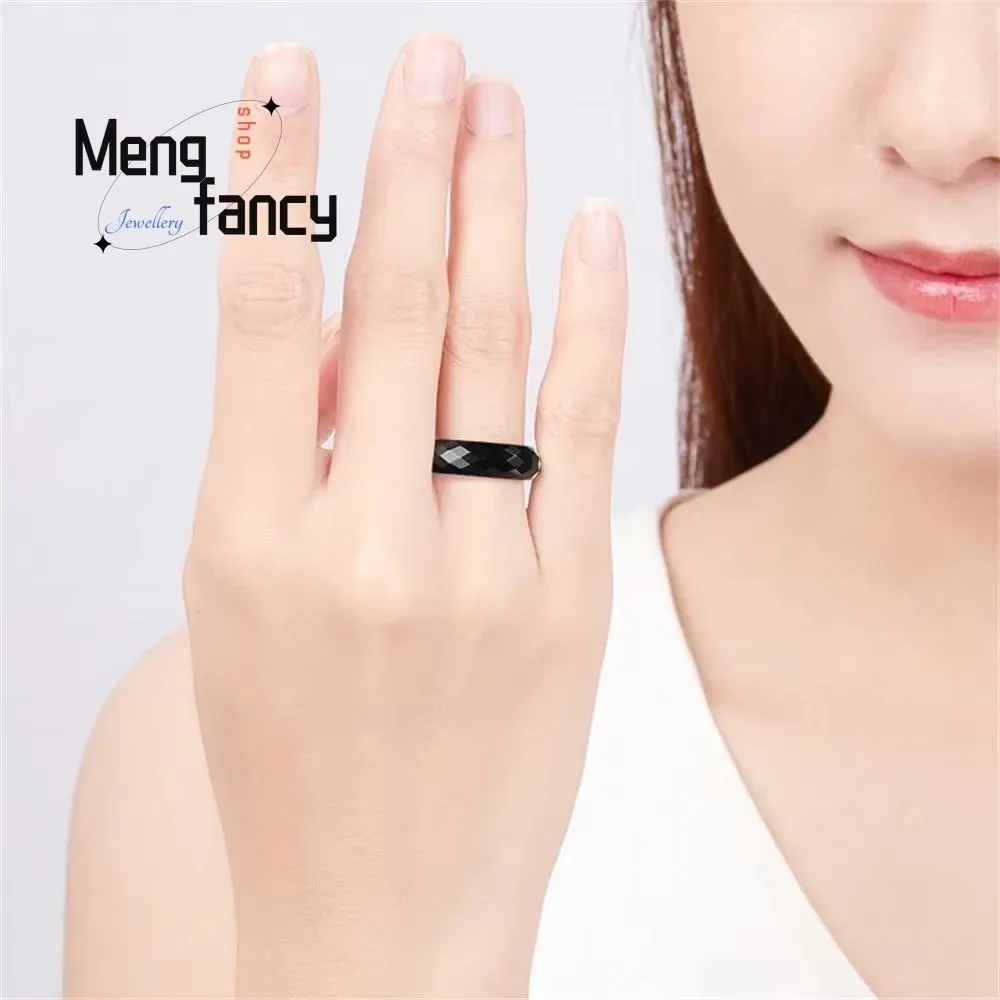 Genuine Natural A-goods Jadeite Ink Jade Couple Promise Rings for Men and Women Simple Exquisite Luxury Quality Fashion Jewelry