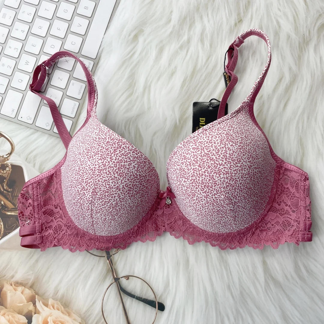 Non-removable shoulder strap sexy women\'s printed underwear B cup medium mold cup comfortable breathable bra