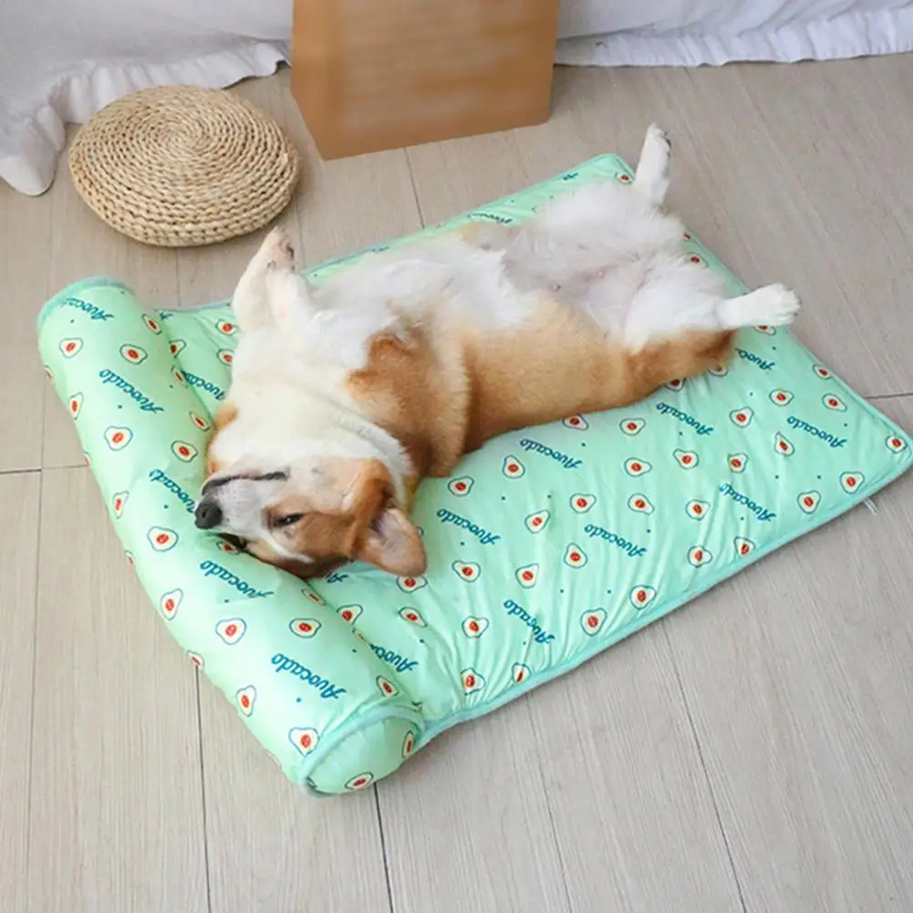 Summer Dog Bed Cat Cushion Puppy Sleep Nest For Small Medium Large Dog Cat Ice Silk Cool Mat Pet Kennel Cooling Rattan Matress