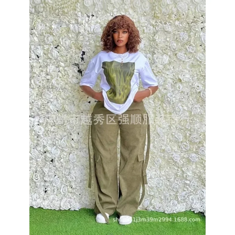 

2025 New Fashion 2 Piece Women Sets Spring Autumn Matching Sets Stripe Print Two Pieces Sets Blouse Pants Suits Outfits