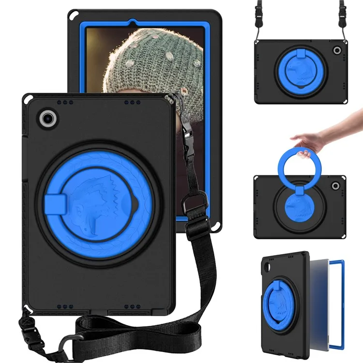 

For Samsung Galaxy Tab A8 10.5 (2021) EVA Case with Shoulder Strap, Waterproof Screen Film Shockproof Tablet Case - Black