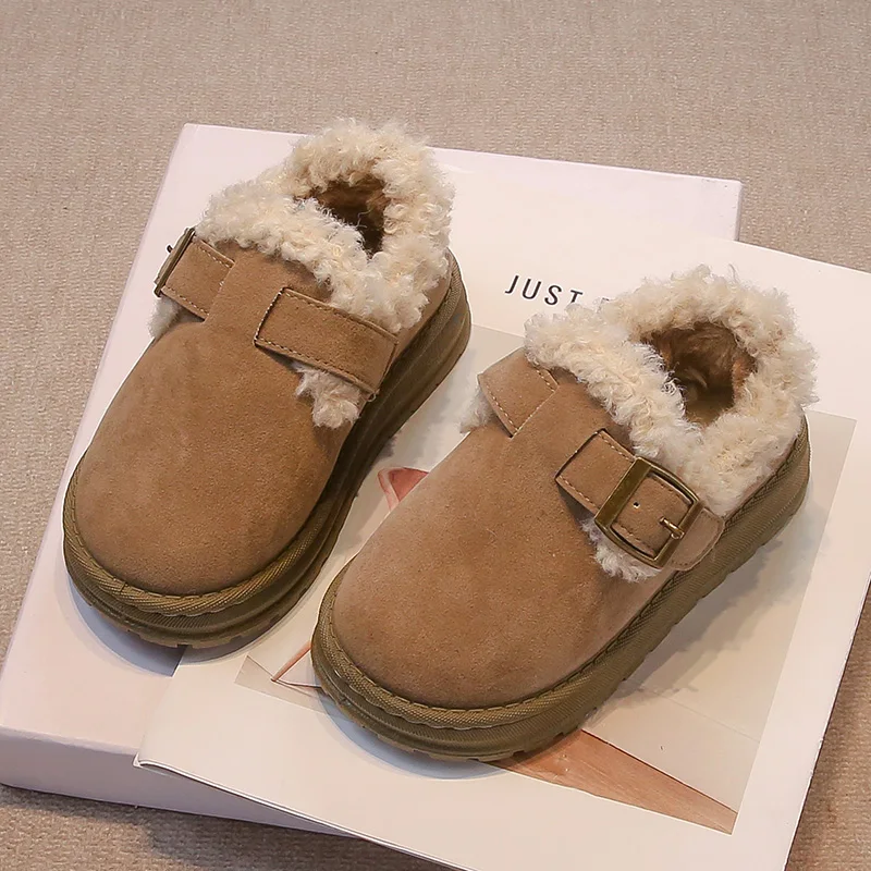 Winter Children Shoes Luxury Girls Boots Fashion Warm Flat Heels Kids Cotton Shoes Casual Plush Shorts Boots for Girl