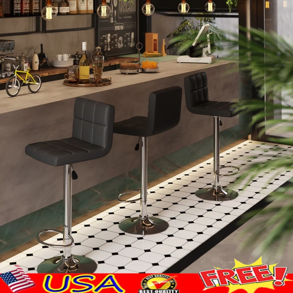 

Modern PU Leather Swivel Adjustable Bar Stool Set of 2 Kitchen Counter Stool Comfortable Height Adjustable 360 Degree Rotation