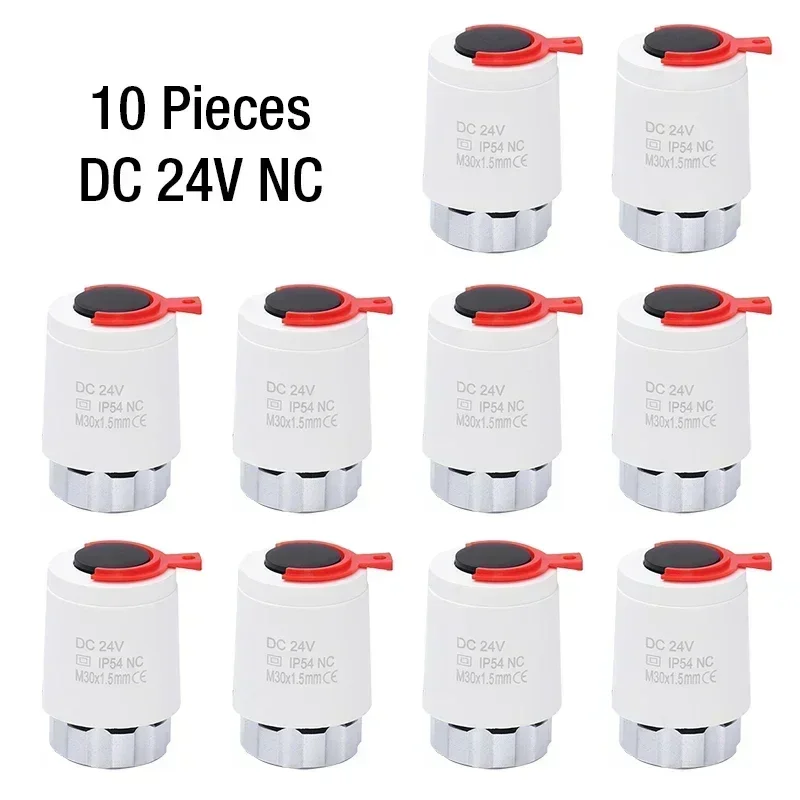 

10 Pieces 24V Normally Closed NC / Open NO M30*1.5mm Electric Thermal Actuator for Underfloor Heating TRV Radiato