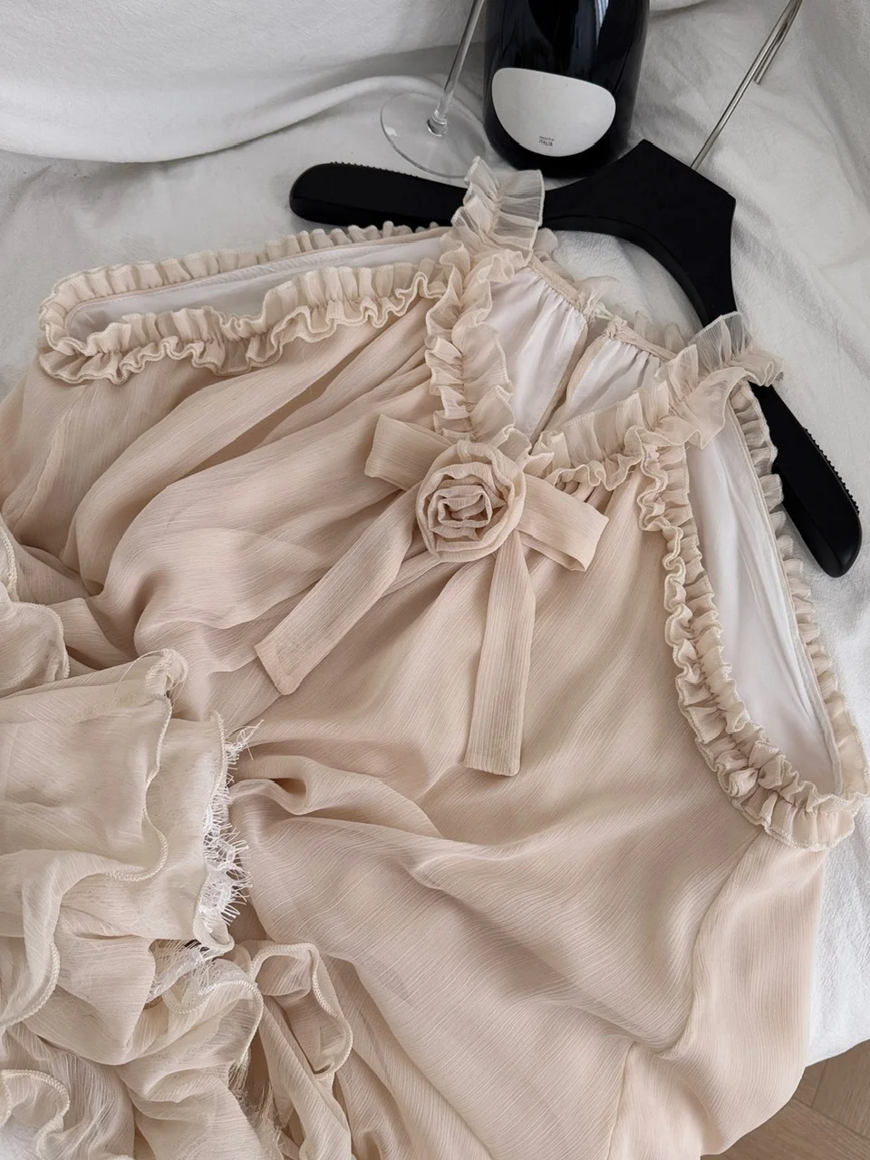 Vestido f com enfeites florais, ombro de fora, verão, camadas de tule, floco de neve, estilo coreano, cintura alta, ve...