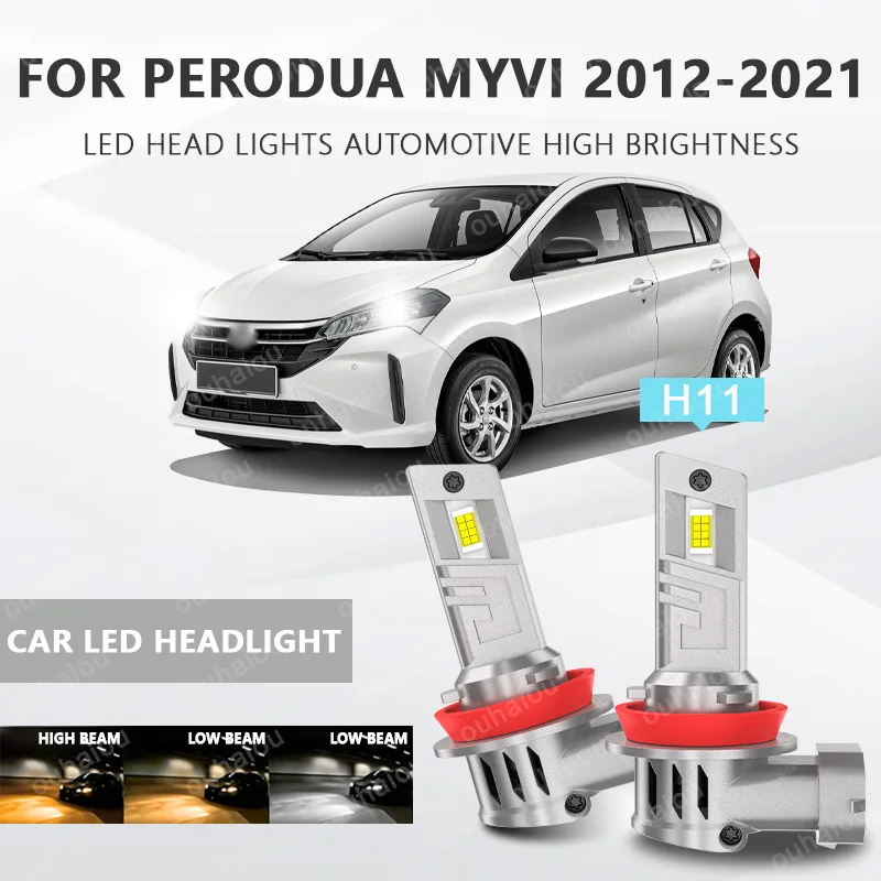 

For PERODUA MYVI 2012-2021 2Pcs H11 LED Headlight LED Lights Head Lamp for Car LED Headlight Bulb with heat sink