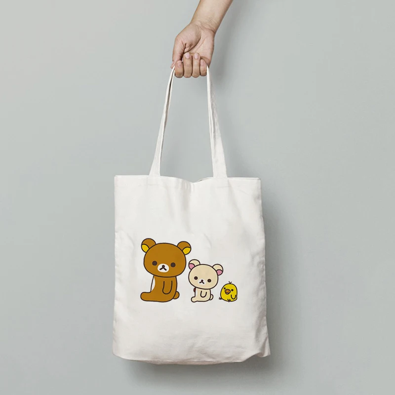 Rilakkuma Shopping Bags Shopper Bag Canvas Hand Designer Handbags Boutique Women Free Shipping Shopper Reusable FoldingTote Bag