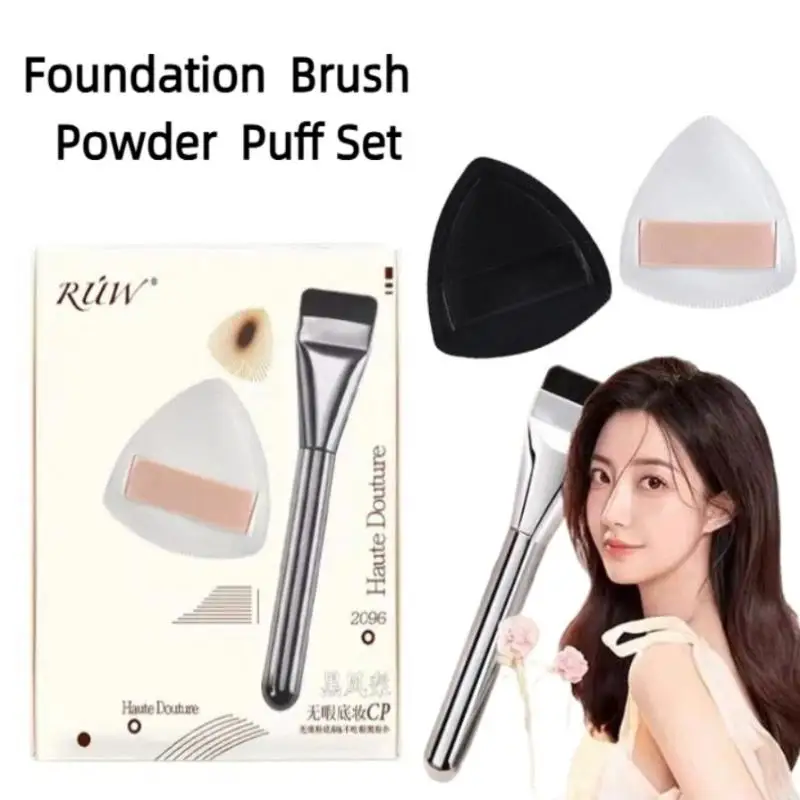 One-Word Flat Top Foundation Brush Lightweight Liquid Makeup Brush With Makeup Foundation Sponge Makeup Tools Accessories
