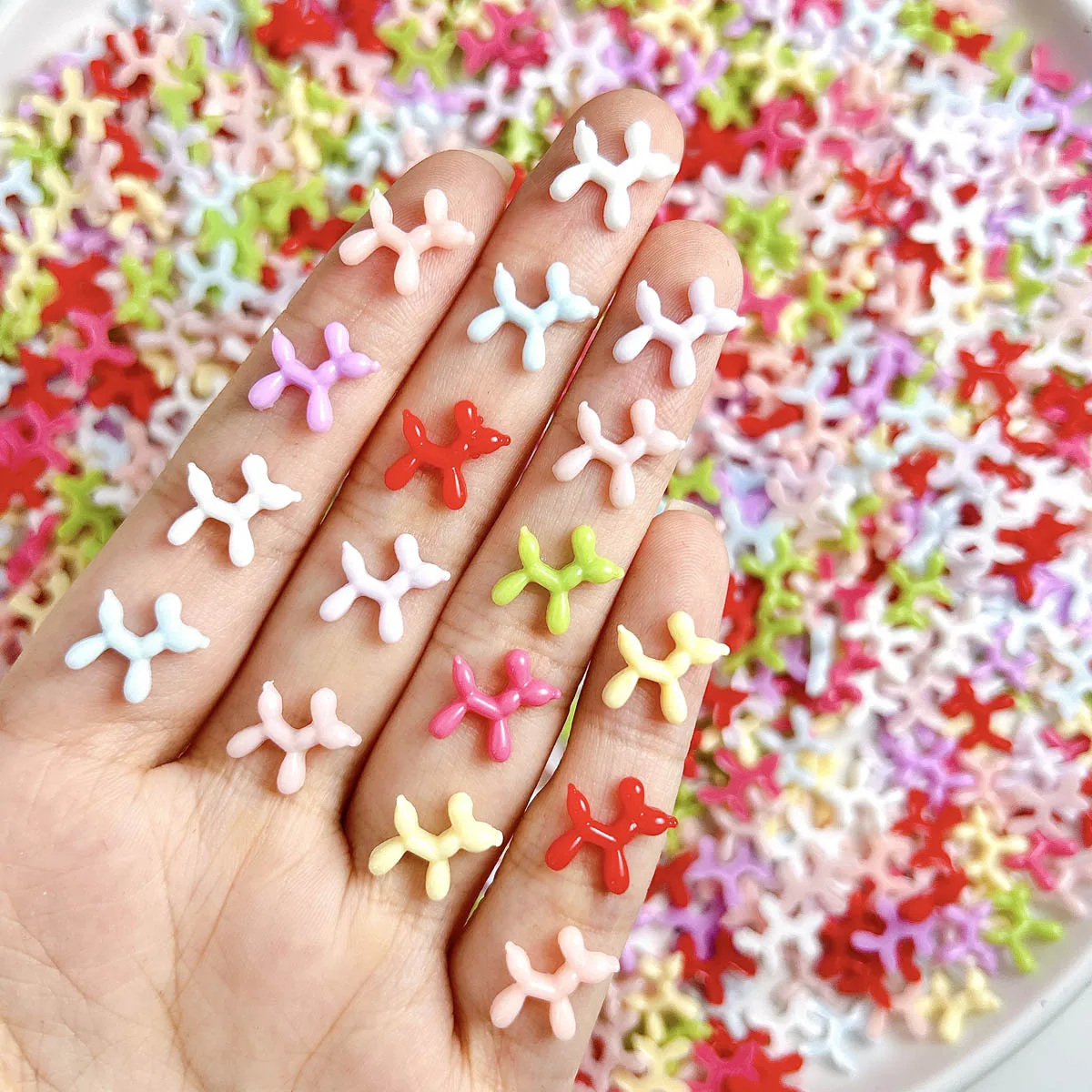 Dijes para decoración de uñas de cachorro de resina de Color dopamina mezclado al azar, brillo de dibujos animados, decoración artística de uñas para cachorros, accesorios de manicura DIY