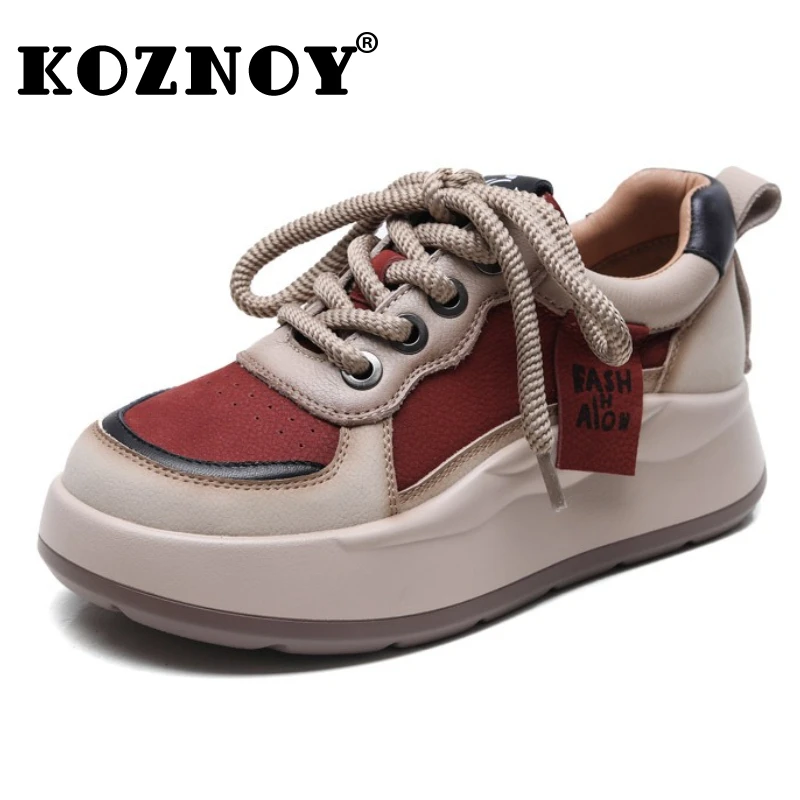 

Koznoy 3cm Suede Genuine Leather Comfy Chunky Sneaker Ergonomic Woman Vulcanize Autumn Soft Flats Leisure Loafer Ethnic Shoes