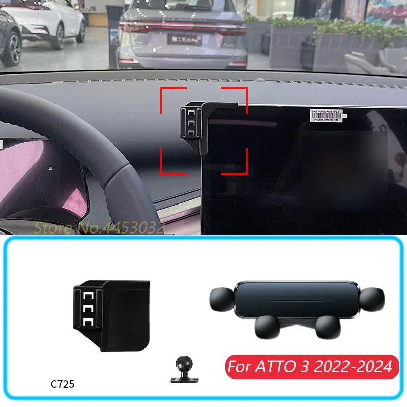 

Car Phone Holder For BYD ATTO 3 2022-2024 Gravity Stand Mount Support Horizontal GPS Mobile Bracket Accessories With Base