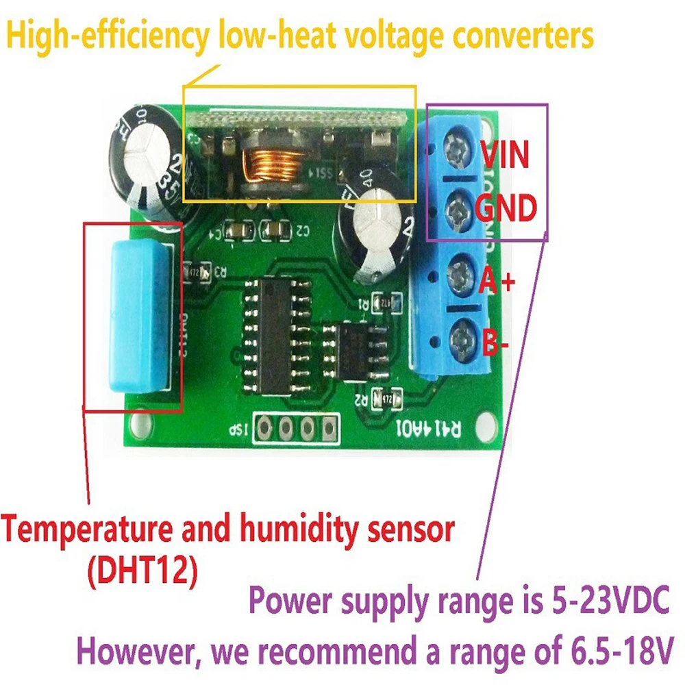 R414A01 Monitor jarak jauh Sensor temperatur & kelembaban Modbus Rtu RS485 DC5V-23V 8MA RS485 ganti DHT11 DHT22 DS18B20 PT100