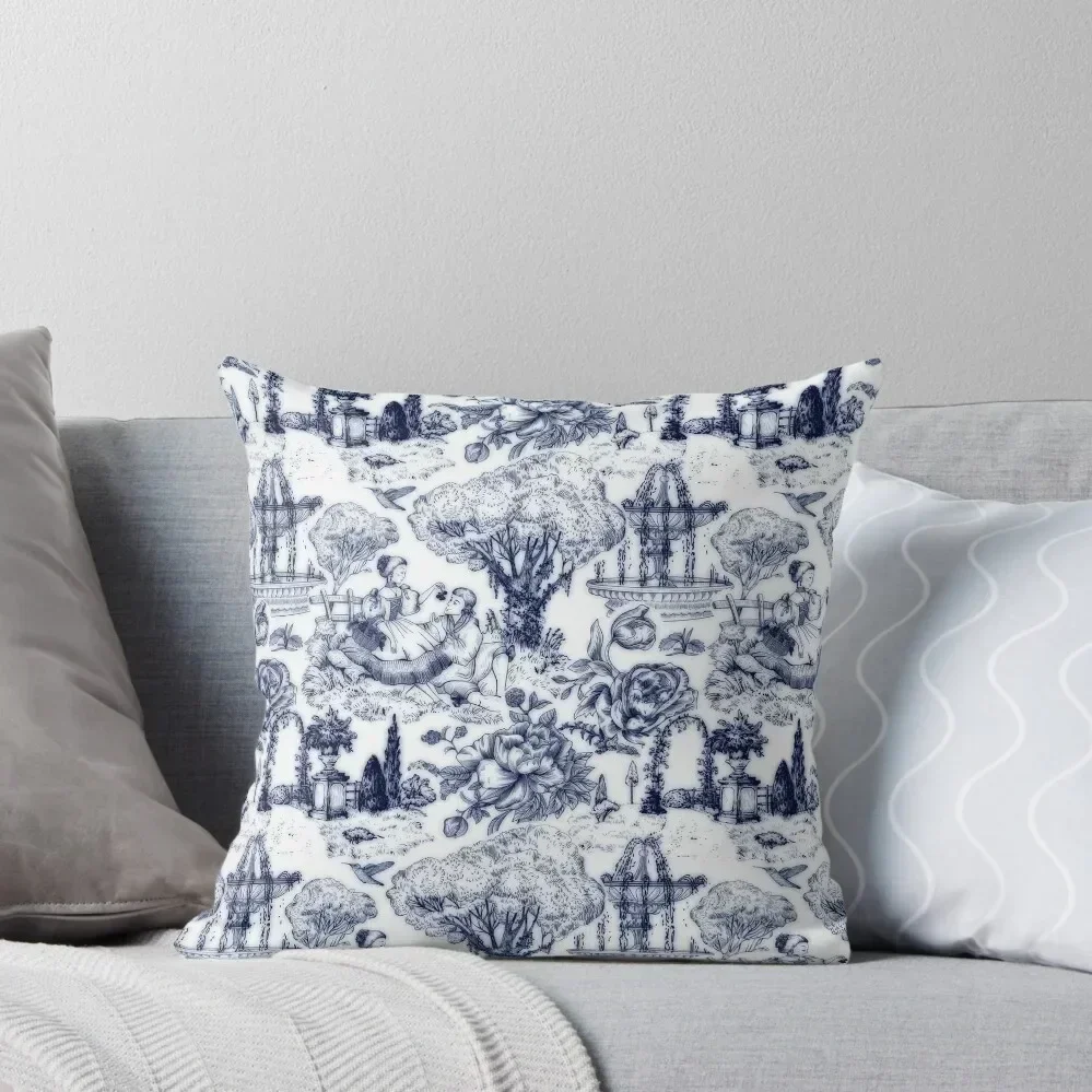 

Blue Vintage French Provence Toile de Jouy Throw Pillow bed pillows Pillow Case Christmas Cushions pillow