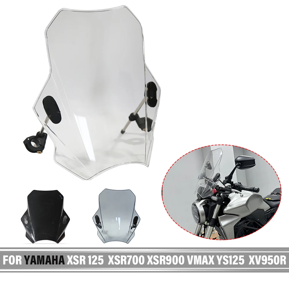 For YAMAHA XSR 125  XSR700 XSR900 VMAX YS125  XV950R Windshield Motorcycle Windshield Covers Motorcycle Windscreen Adjustable