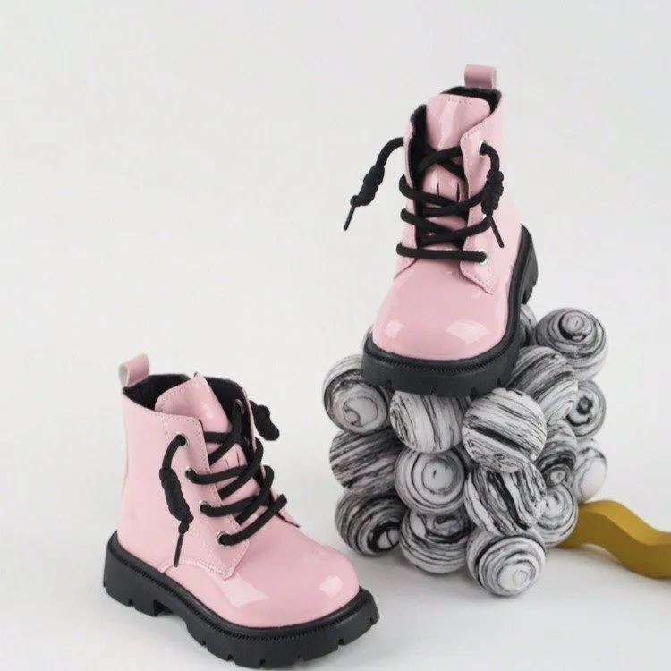 2025 New Winter Children Shoes PU Leather Waterproof Plush Boots Kids Snow Boots Brand Girls Boys Casual Boots Fashion Sneakers