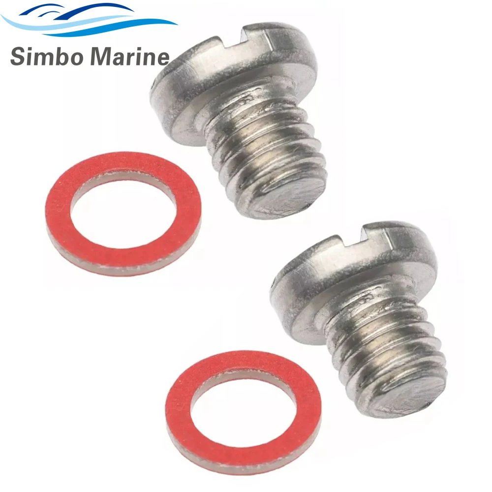 Slot Head Lower Unit Drain Fill Plug Screw & Gasket Kit for Yamaha Outboards 5 - 115 HP Engine 90340-08002 90430-08020 18-2371