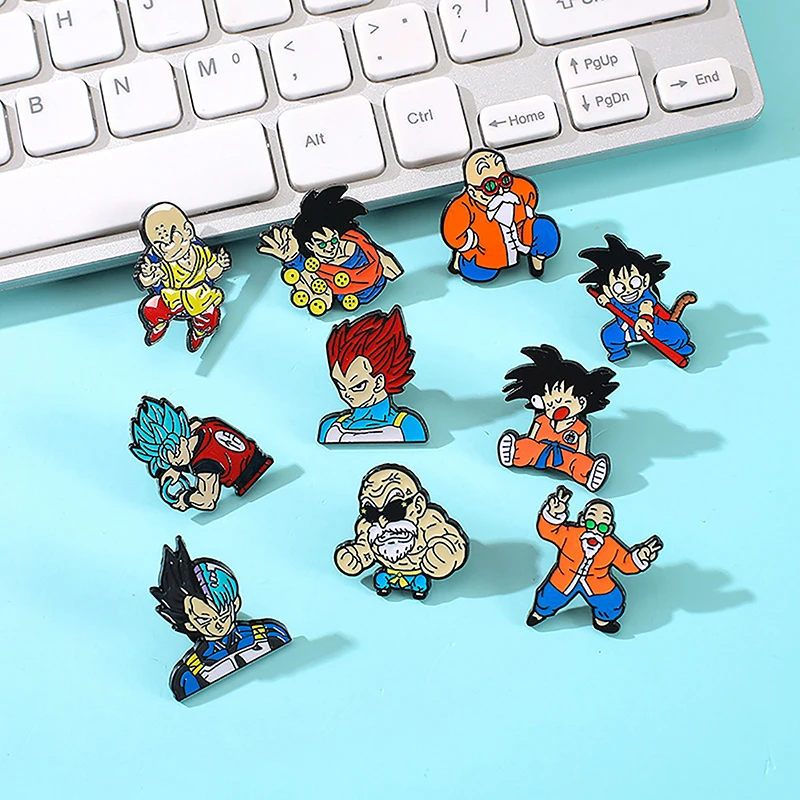 

Anime Dragon Ball Figure Brooch Son Goku Vegeta Super Saiyan Enamel Cosplay Badge For Scarf Pin Up Buckle Kawaii Collectible Toy