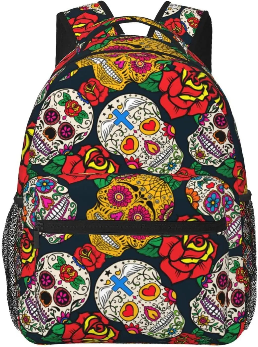 Sugar Skulls Print Backpack Laptop Bag Cute Lightweight Casual Daypack For Men Women