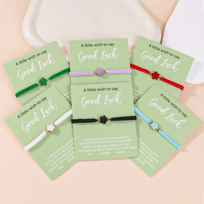 

EVISPOL Lucky Clover Grass Plant Flower Hand Rope Bracelet Five Leaves Bracelet for Men Women Mom Blessing Lovers Jewelry Gift
