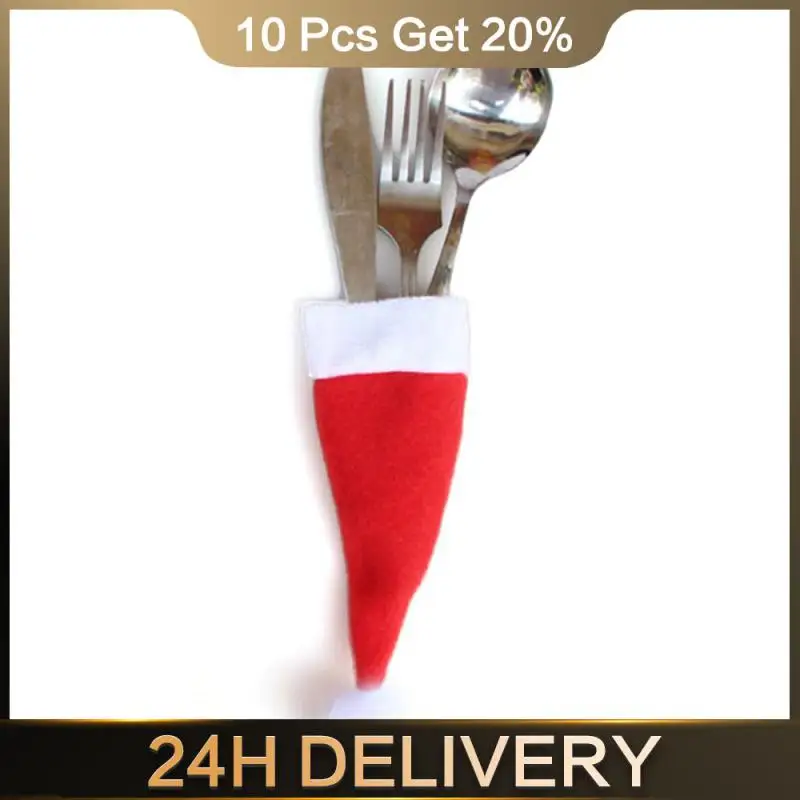 Christmas Decoration Tableware Holder Bag Home Kitchen Decor Ornament Christmas Hat Fork Knife Cutlery Bag Navidad New Year Deco