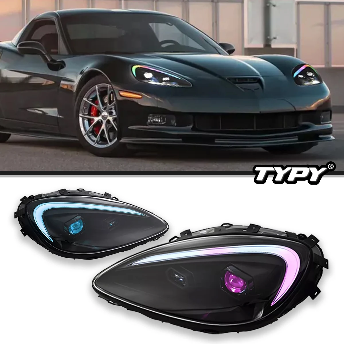 

Автомобильные фары TYPY для Corvette C6 RGB 2005-2013