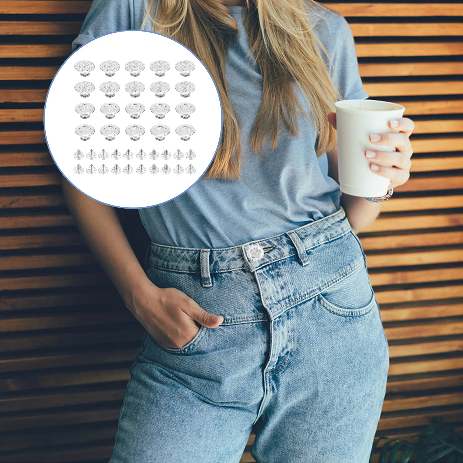 

100Pcs Suspenders Jeans Buttons Copper Round Adjustable Button for Jeans Replacement Silver Fastening Hardware Accessories