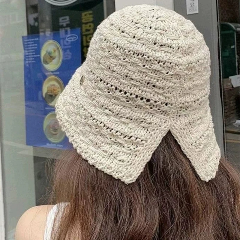 Korean Braid Vent Letter Bucket Hats Hollow Out Sunshade New Women Versatile Breathable Fisherman Caps Casual Fashion Outdoor