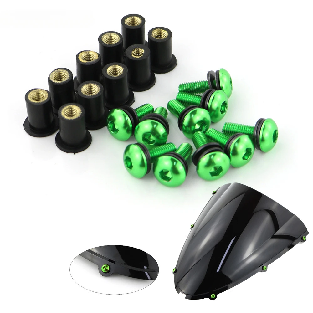 10 teile/satz Kit Motorrad M5 15mm Metrische Gummi Gut Muttern Windschutzscheibe Verkleidung Gugel Eloxiertem Aluminium Moto Schrauben Schrauben – Detail 8