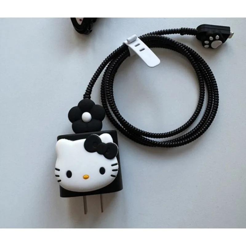 Hello Kitty Apple 15 Data Cable Protective Cover Cute Cartoon Animation Suitable for IPhone 13 12 14 Charger Winder