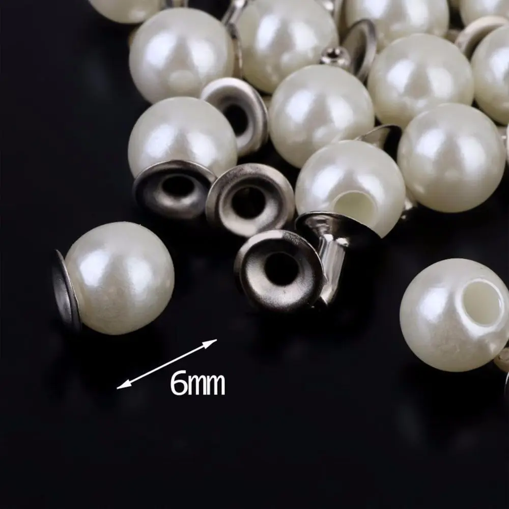 Supplies Clothes Accessories Round Rivets 6mm Size Handmade DIY Shoes Hat Decor Pearl Studs Pearl Rivet DIY Rivet Sewing Rivet